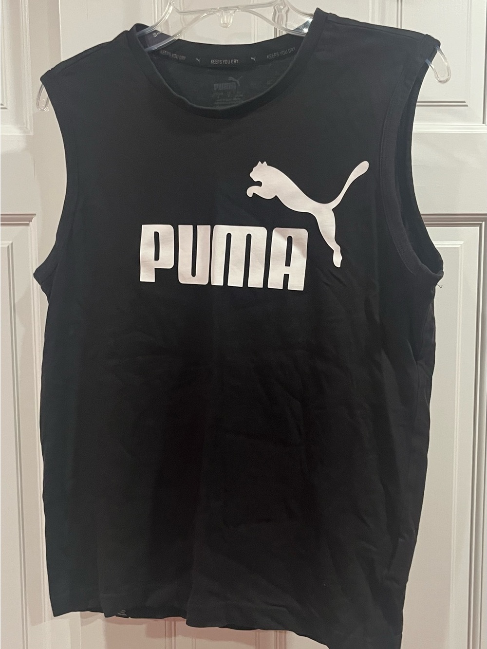 Puma Black Sleeveless Logo Tank with White Print